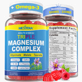 Nextdia Triple Magnesium Complex Gummies bottle with raspberry flavor suggesting calm and focus