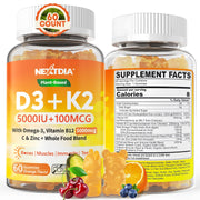 Nextdia Vitamin D3 K2 Gummies bottle front highlights bone and teeth support