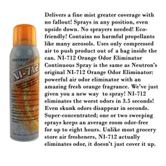 Ni-712 orange dry mist 14oz 4-pack label close-up shows branding and scent cue.