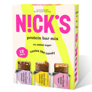 N!CK'S Nick's Protein Bars Chocolate Variety Pack high-protein snack for busy days.