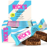 N!CK'S Nick's Triple Chocolate protein bar pack ready for gym bag snacking and sustained energy.