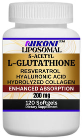 Nikoni liposomal S-Acetyl L-Glutathione Resveratrol bottle supports antioxidant support.