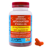Nikoni Liposomal Astaxanthin 24mg bottle highlighting enhanced absorption.