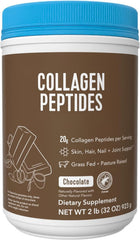 Nilogie Vital Collagen Peptides chocolate bottle, supports joint health and skin appearance.