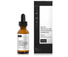 NIOD Multi-Molecular Hyaluronic Complex bottle promotes everyday hydration and smooth skin.