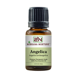 Nirvana Nurture Angelica Essential Oil bottle shows premium packaging and purity