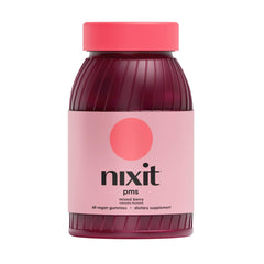 Nixit PMS Support Gummies bottle pour for daily cycle ease.