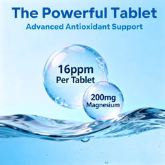 NKTOLEE Hydrogen Tablets dissolving in water to deliver quick antioxidant-friendly hydration.