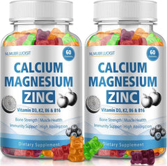 NLMUBR LUCKSIT calcium gummies bottle front view emphasizing bone support.