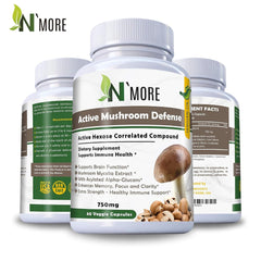 Close-up of N'More capsules highlighting the 750 mg high-potency formula.