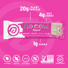 No Cow vegan protein bar pack 12, lifestyle shot for sustained fullness