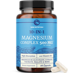 Nobi Nutrition 10in1 Magnesium bottle pour shows easy daily dosing.