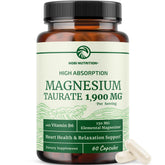 Nobi Nutrition Magnesium Taurate 1900mg bottle, potential heart support and relaxation aid.