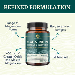 Nobi Nutrition Triple Magnesium Softgels label detail emphasizing citrate, malate, oxide blend