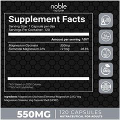 Noble Nature bottle back with dosage instructions and safety notes