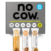 No Cow vegan protein bars upgraded peanut butter variety pack front view for energy.