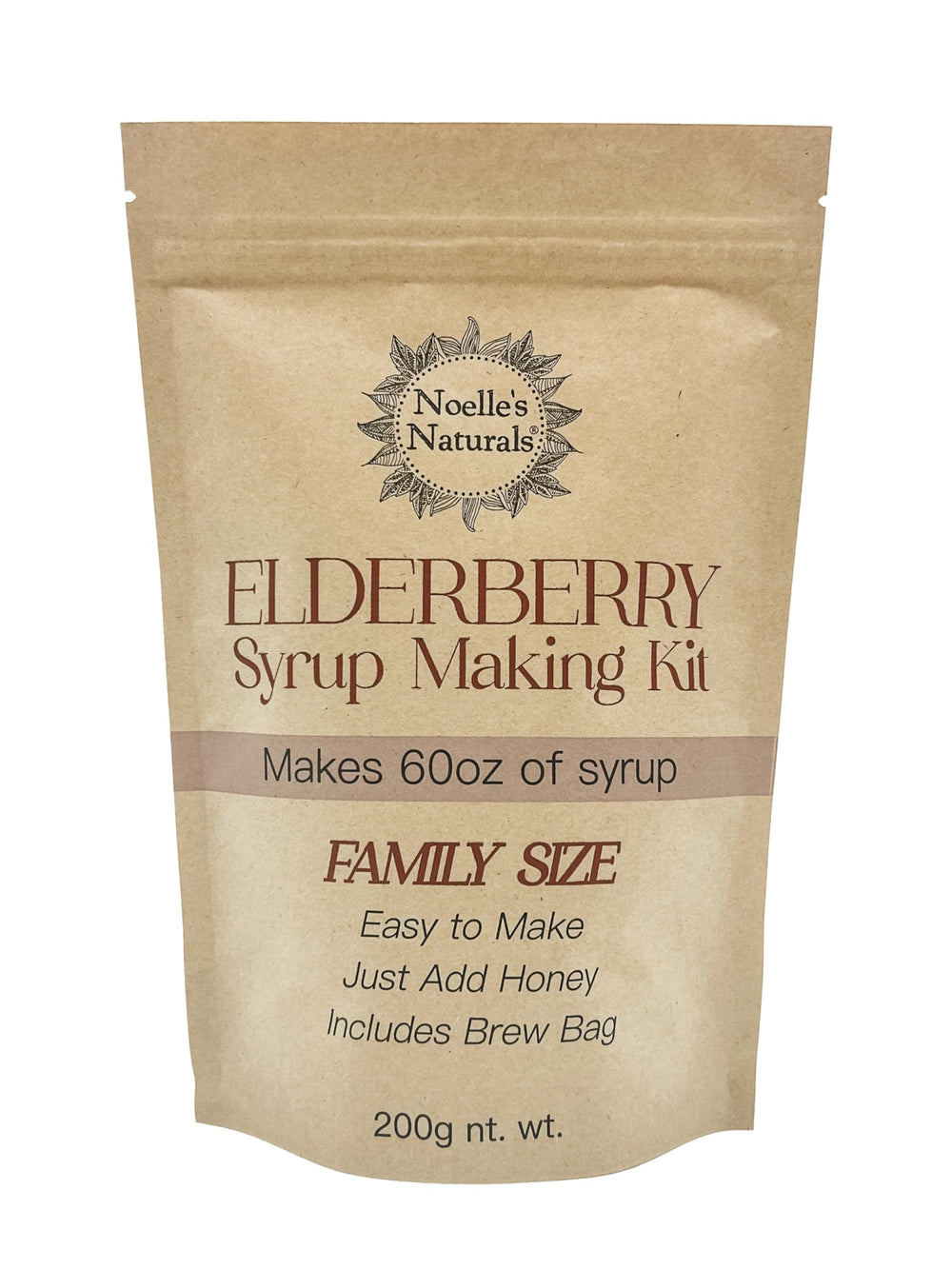 Noelle's Naturals Elderberry Syrup DIY Kit packaging enables easy at-home preparation for the whole family.