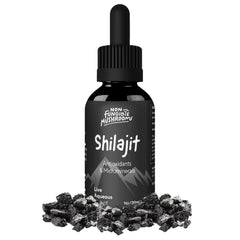 Non Fungible Mushrooms Shilajit tincture bottle shows premium extract for daily vitality.