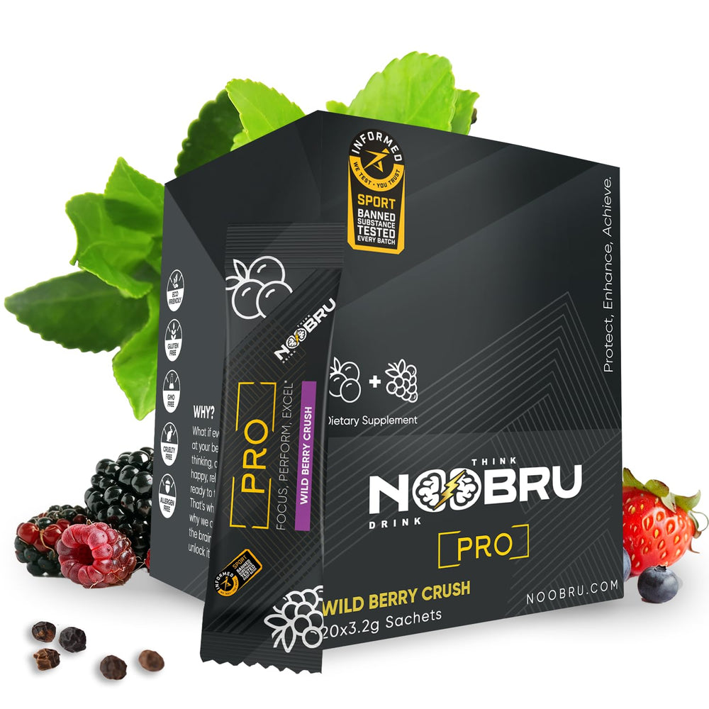 Noobru Pro bottle pour highlighting focus-boosting potential.