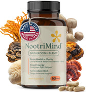 Nootrimind Mushroom Complex hero bottle highlights daily brain and immune support.
