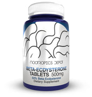 Nootropics Depot Beta Ecdysterone tablets front view highlighting packaging and strength potential