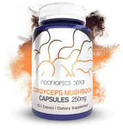 Nootropics Depot cordyceps capsules jar front view for daily supplement routine
