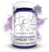 Nootropics Depot Cycloastragenol 10% capsules front view showing potential cellular health benefits.