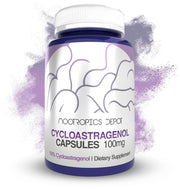 Nootropics Depot Cycloastragenol 10% capsules front view showing potential cellular health benefits.