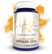Nootropics Depot hesperidin capsules on the front bottle, convenient daily supplement for wellness.