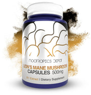 Nootropics Depot Lions Mane capsules bottle supports daily cognitive focus.