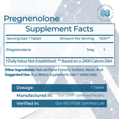 Nootropics Depot Pregnenolone quick-dissolve tablets bottle shown for convenient daily dosing.
