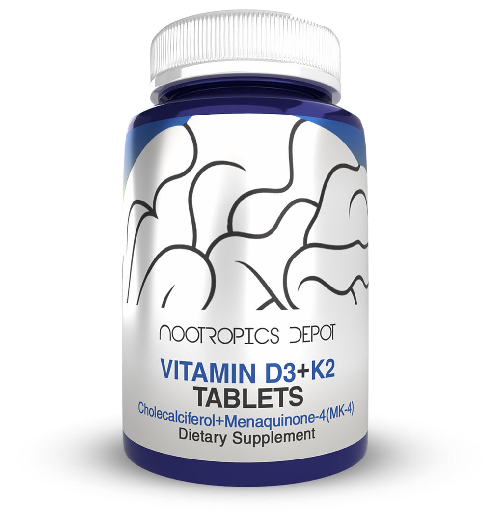 Nootropics Depot Vitamin D3 K2 bottle front view supports daily calcium absorption