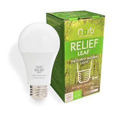Norb Relief Leaf bulb emits forest-light perfect for meditation and relaxation at home.