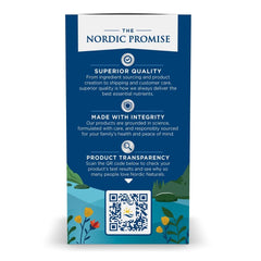 Measuring spoon beside Nordic Naturals bottle for consistent daily servings