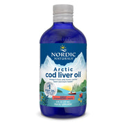 Nordic Naturals Arctic Cod Liver Oil strawberry bottle supports daily omega-3 intake