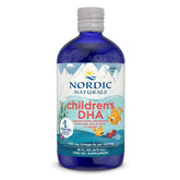 Nordic Naturals Children's DHA bottle with strawberry flavor supports healthy brain development.