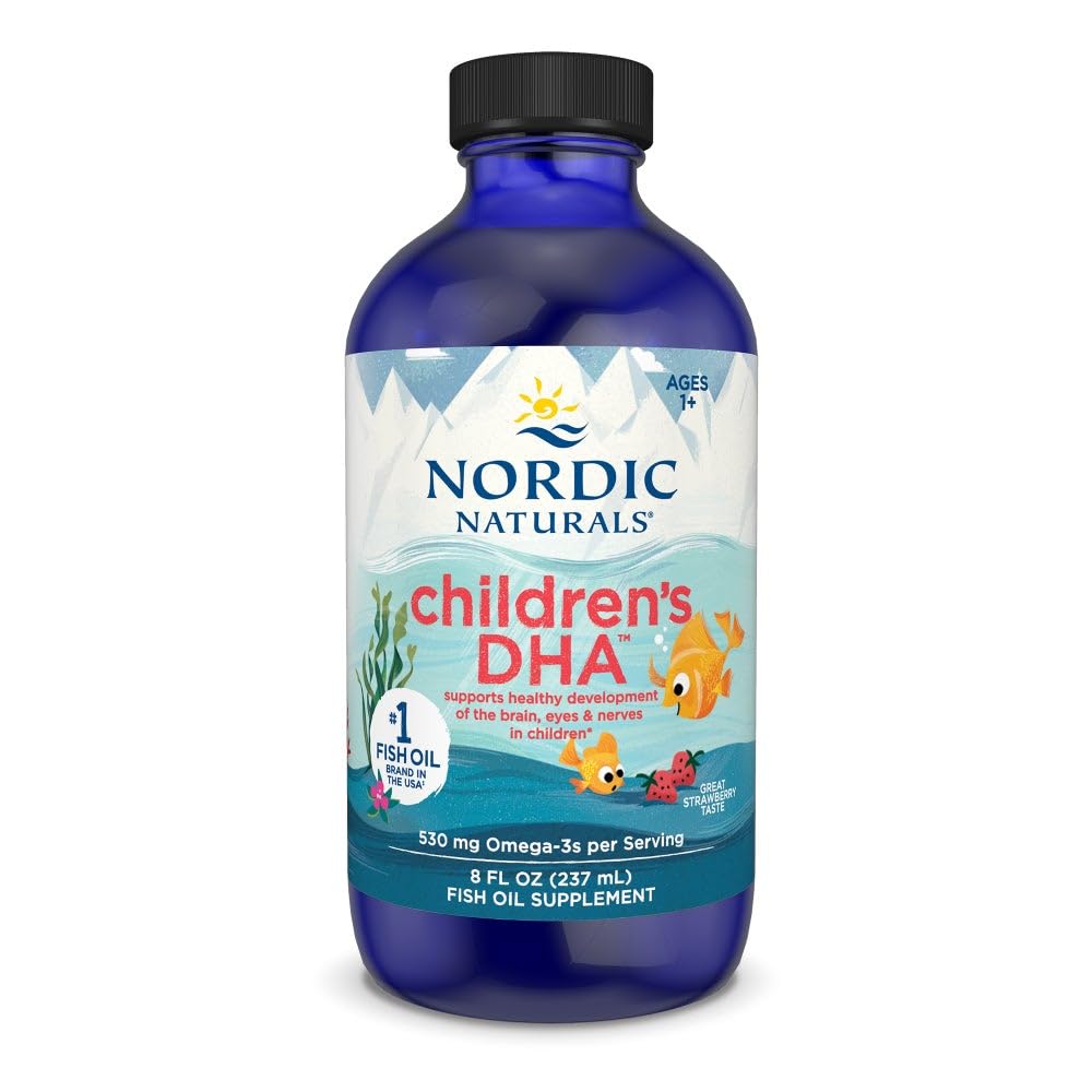 Nordic Naturals Children's DHA strawberry bottle for kid-friendly omega-3 intake