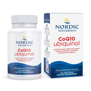 Nordic Naturals CoQ10 ubiquinol mini softgel bottle closeup showing daily energy support
