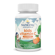 Nordic Naturals Kids Vitamin C Gummies bottle on counter with tangy Tangerine flavor for daily use