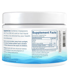 Nordic Naturals marine collagen powder being stirred into liquid for easy beverage mixing.