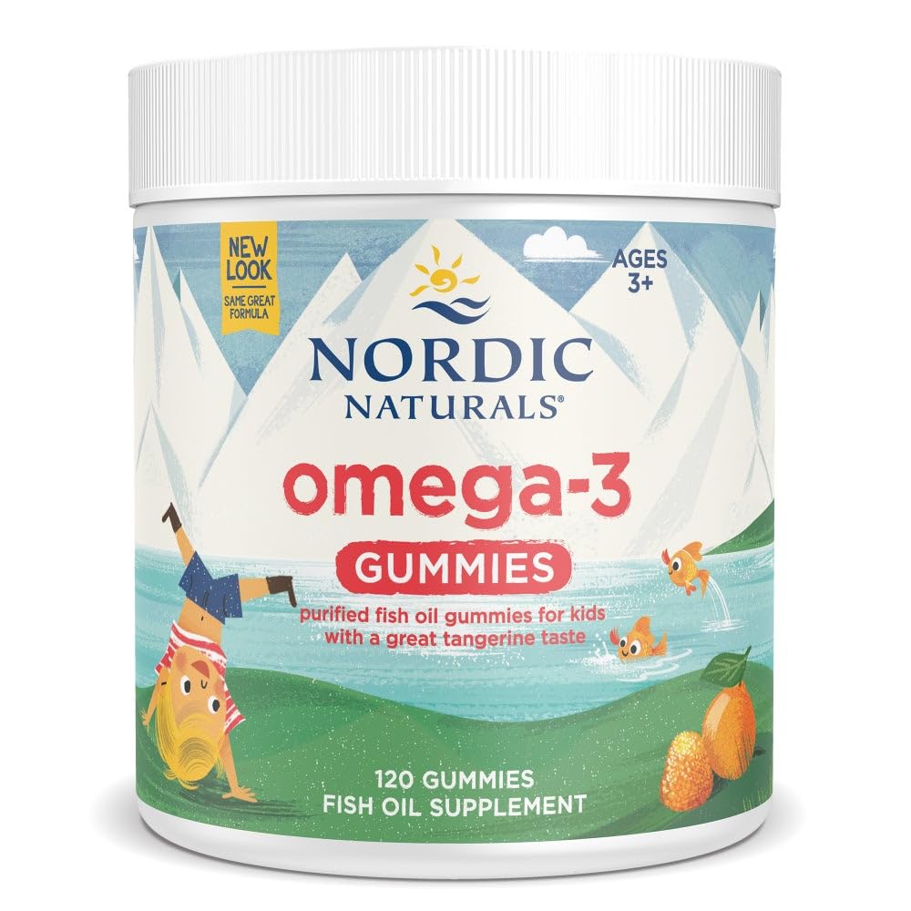 Nordic Naturals Nordic Omega-3 Gummies Tangerine bottle shown for easy daily snacking.