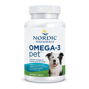 Nordic Naturals Omega-3 Pet softgel bottle supports daily pet wellness.