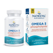 Nordic Naturals Omega-3 Phospholipids bottle close-up for daily heart and brain support