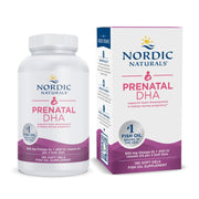 Nordic Naturals Prenatal DHA bottle close-up highlighting non-GMO omega-3 benefits