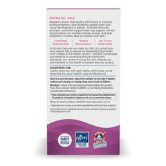 Nordic Naturals Prenatal DHA bottle label with Vitamin D3 for bone and mood support