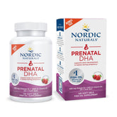 Nordic Naturals Prenatal DHA Strawberry bottle with fruity flavor may support baby brain development.