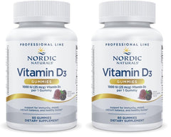 Nordic Naturals Pro Vitamin D3 Gummies Wild Berry bottle shows daily bone support and easy dosing.