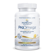 Nordic Naturals ProOmega Lemon bottle on shelf for daily omega-3 support.