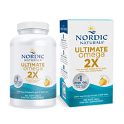 Nordic Naturals Ultimate Omega 2X lemon bottle showcasing high-potency omega-3.
