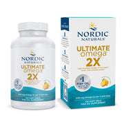 Nordic Naturals Ultimate Omega 2X lemon soft gels in bottle for everyday wellness.